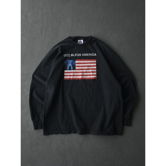 Aaa Other - Vintage 2000s Y2K Ozz Bless America Ozzy Osbourne Long Sleeve Black T-shirt XL